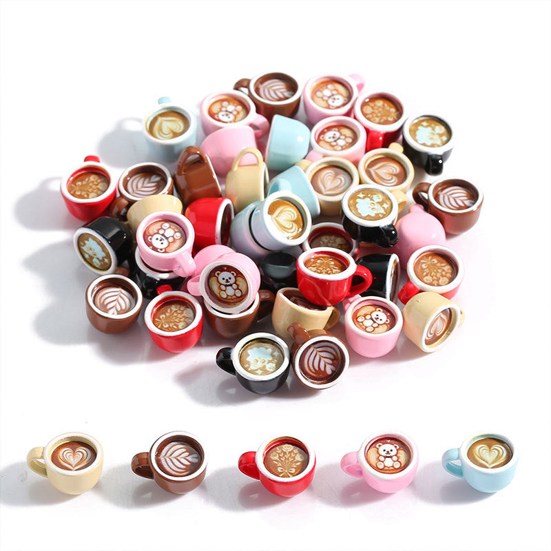 3D Painted Coffee Cup Charm – Engraved Mini Coffee Mug Pendant for DIY Keychains, Phone Charms, Bag Charms & Jewelry Making