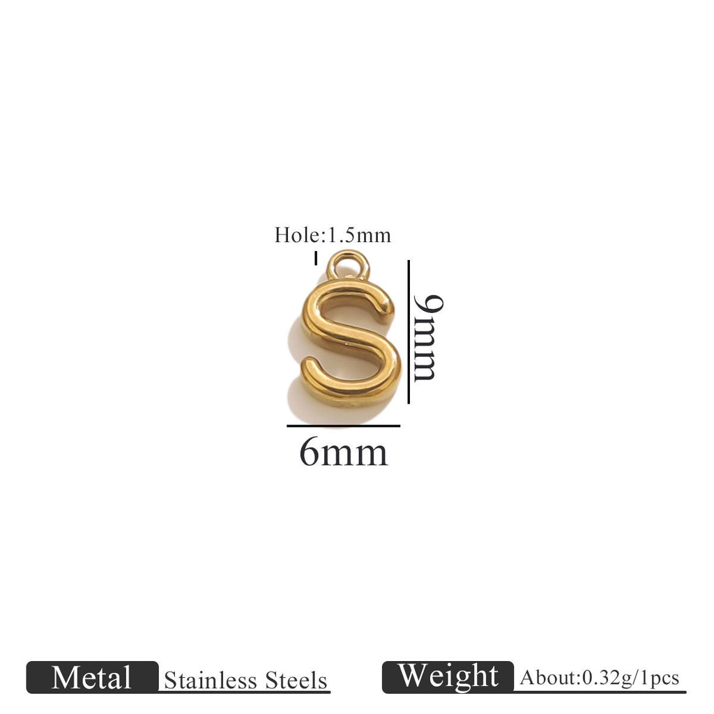 Mini A–Z Stainless Steel Round Letter Charms 10pcs