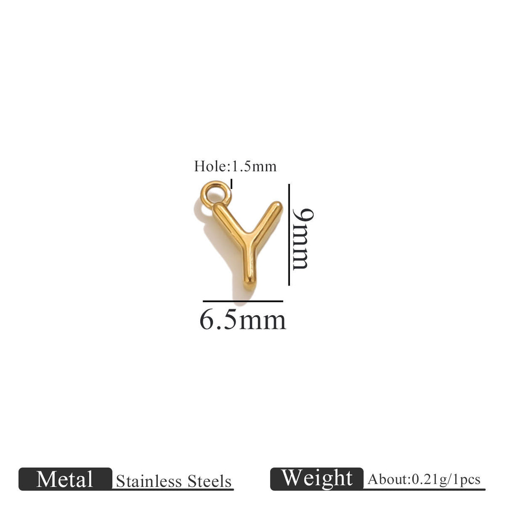 Mini A–Z Stainless Steel Round Letter Charms 10pcs