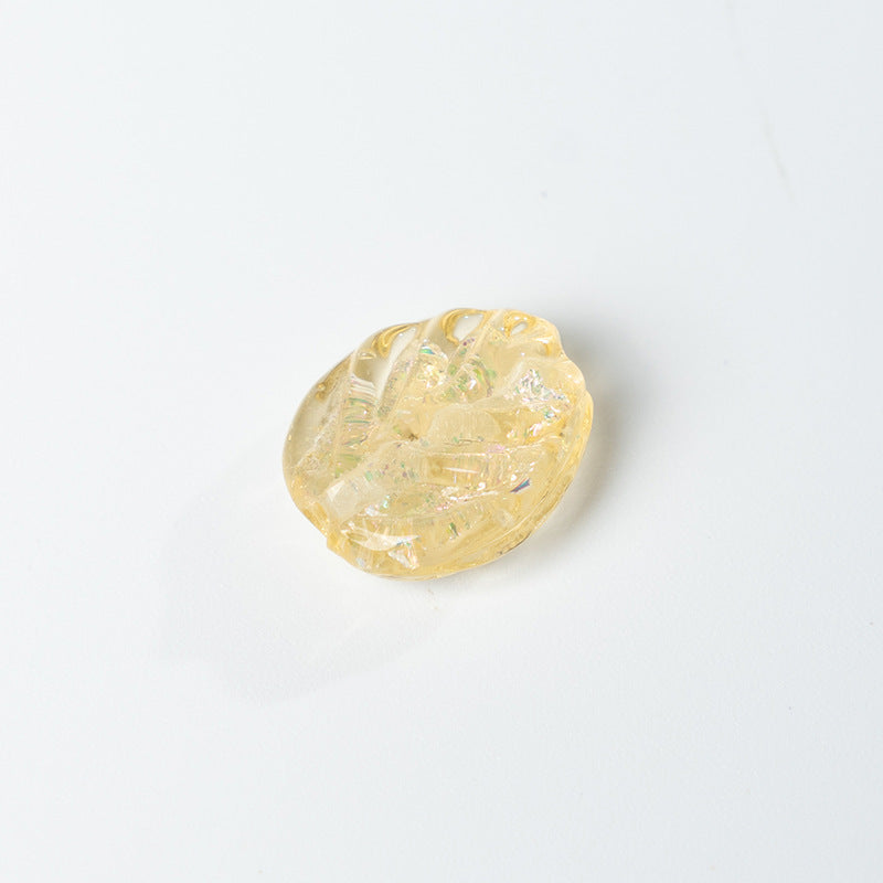 Colorful Powder-Glazed Glass Leaf Beads