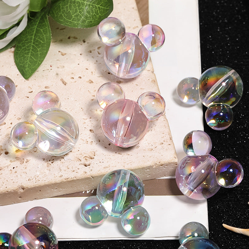 UV Electroplated Mouse Head Beads – Solid Color Acrylic Mouse-Shaped Vertical-Hole Beads for DIY Phone Charms, Bracelets & Jewelry Making