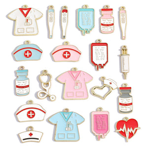 Nurse Hat & Medical Tool Alloy Charms – Colorful Healthcare-Themed Pendants for DIY Bracelets, Keychains & Jewelry Making