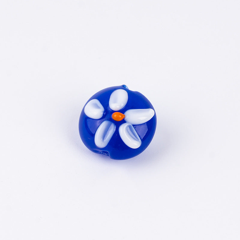 Double-Sided Mini Daisy Flat Glass Beads