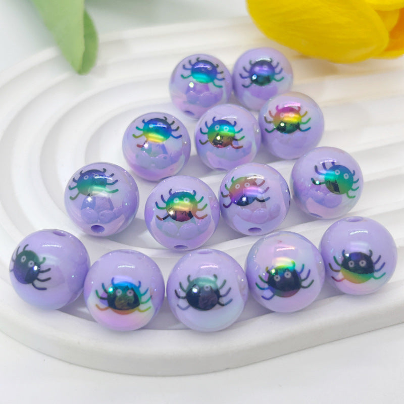 Halloween Ghost and Pumpkin UV-Plated Round Beads