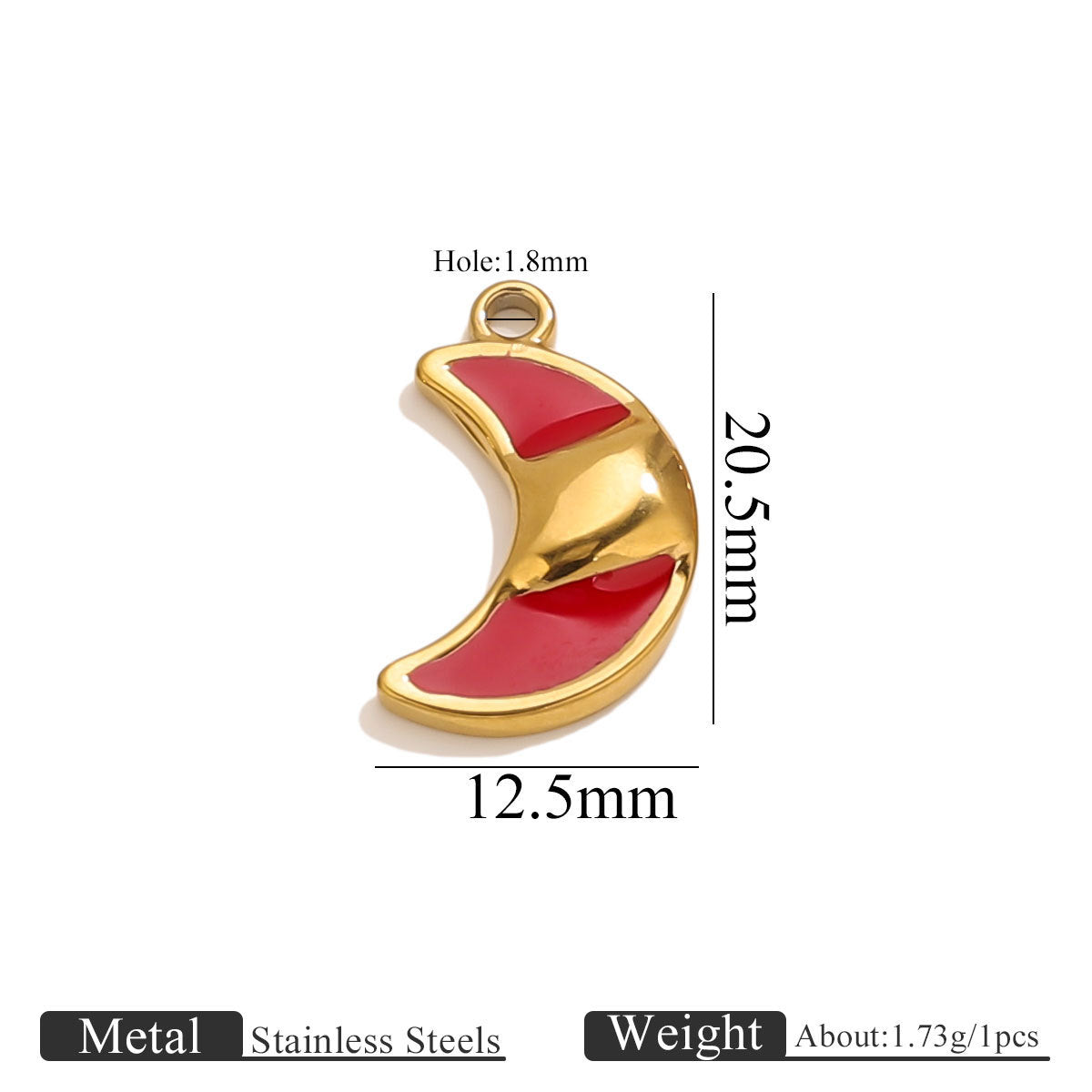 Stainless Steel Irregular Red Enamel Heart Pendant Charm