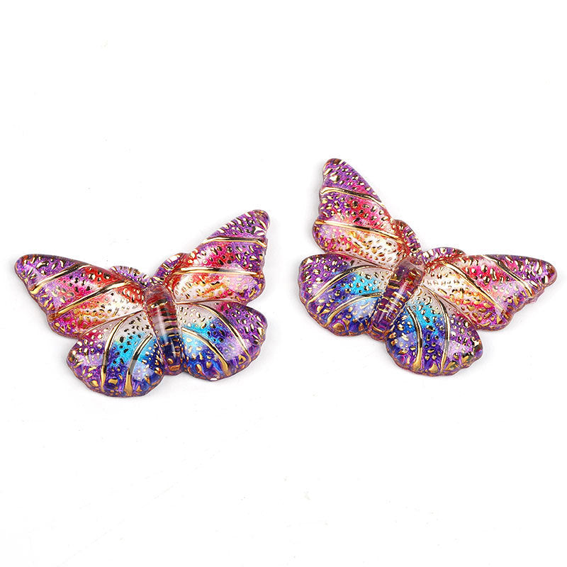 Colorful Acrylic Butterfly Beads – Gold Foil Butterfly Charms with Holes for DIY Jewelry, Hair Clips, Floral Arrangements & Crafts