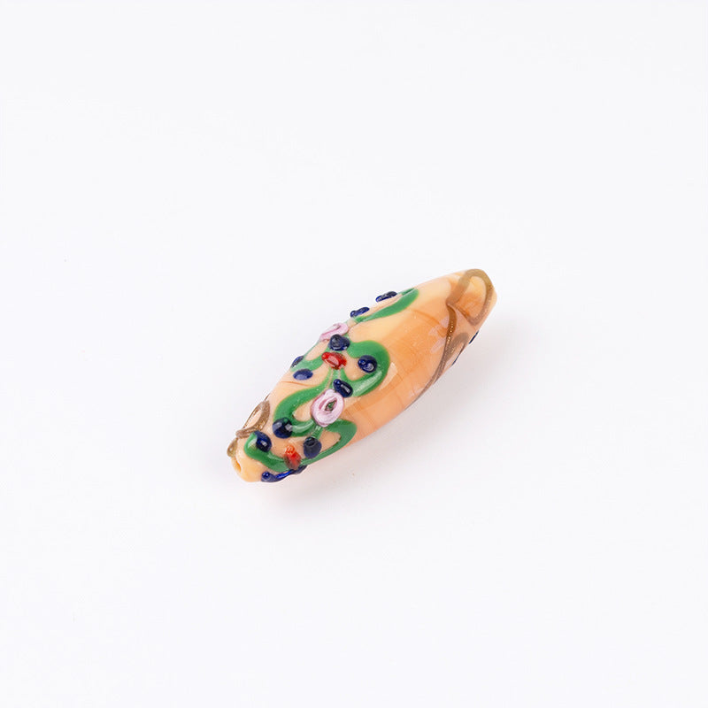 3D Silk-Pattern Glazed Waist Drum Beads