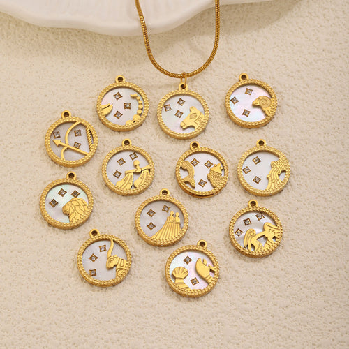12 Zodiac Mother-of-Pearl Pendants