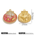 Vacuum-Plated Stainless Steel Gradient Enamel Seashell Pendant