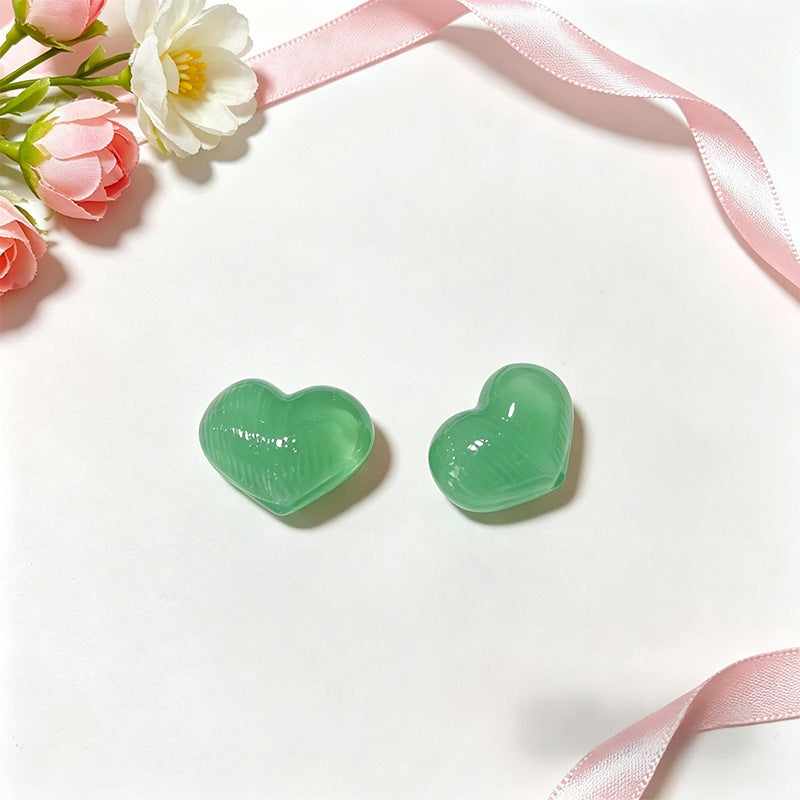 Cute Peach Heart Lampwork Glass Beads
