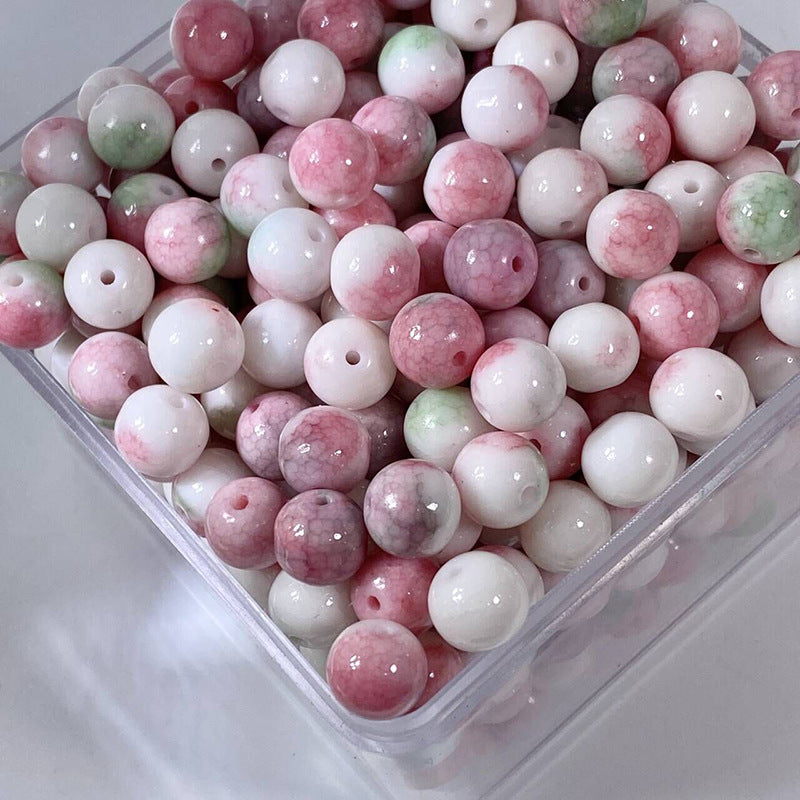 Glazed Porcelain Dragon Pattern Round Beads