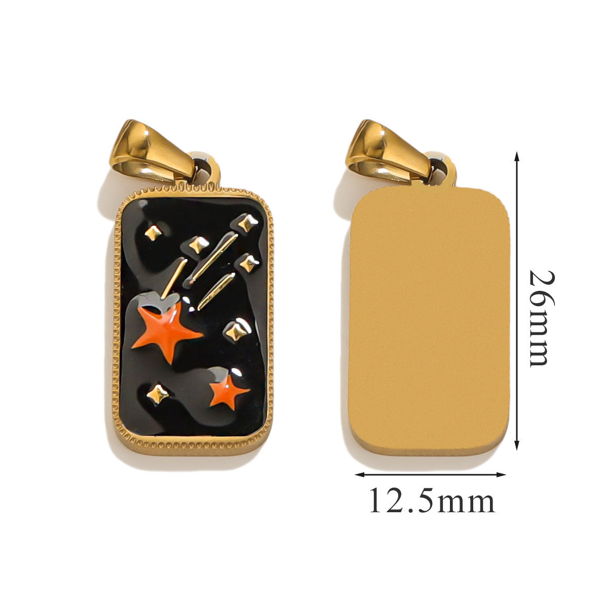 Stainless Steel Enamel Tarot Card Pendant Charms 5pcs
