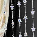 Silver-tone chain curtains with dangling crystal star beads