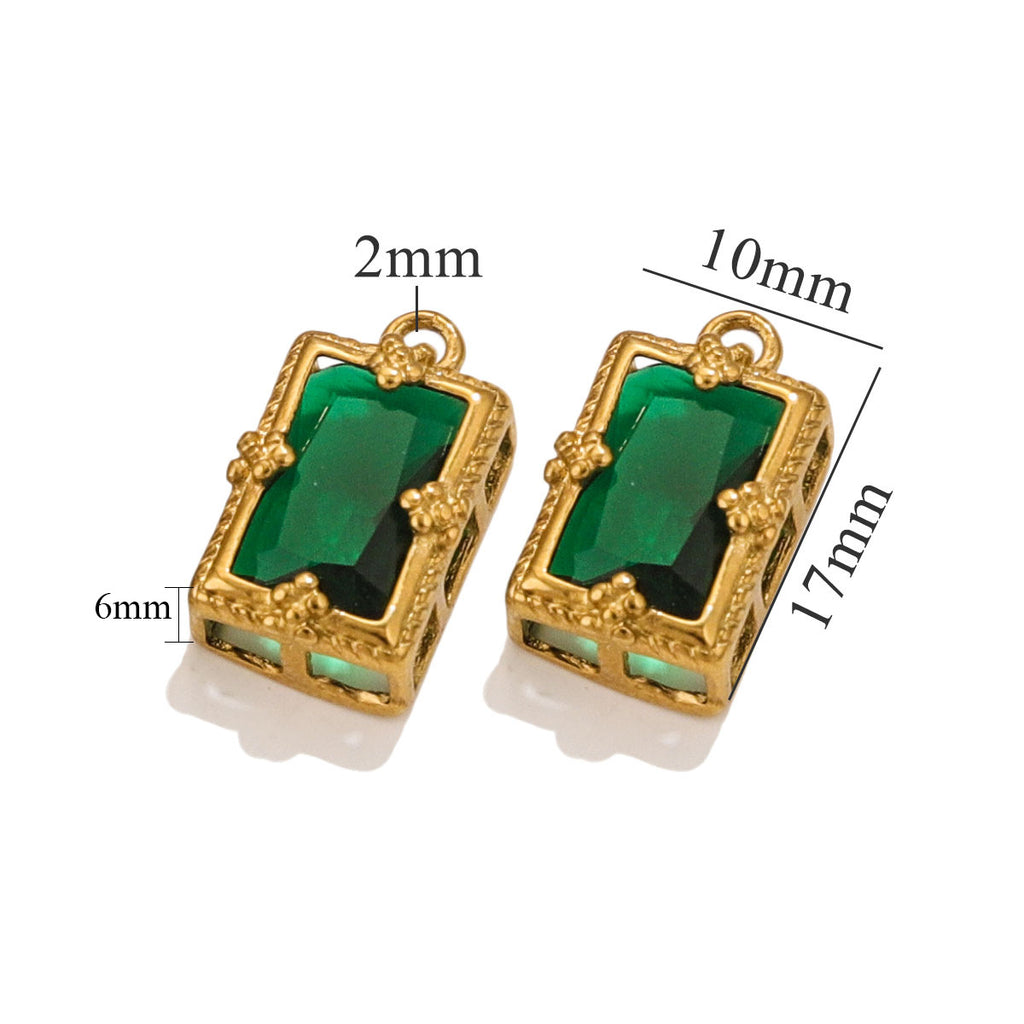 Stainless Steel Crystal Zircon Mini Pendant Charms
