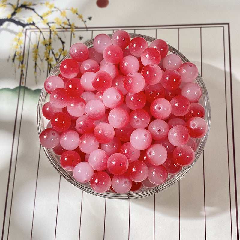 Jade-Style Glass Round Beads