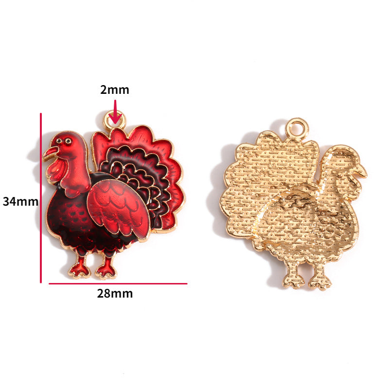 Thanksgiving Turkey Alloy Charms – Colorful Fall Holiday Enamel-Style Pendants for DIY Bracelets, Keychains & Jewelry Making
