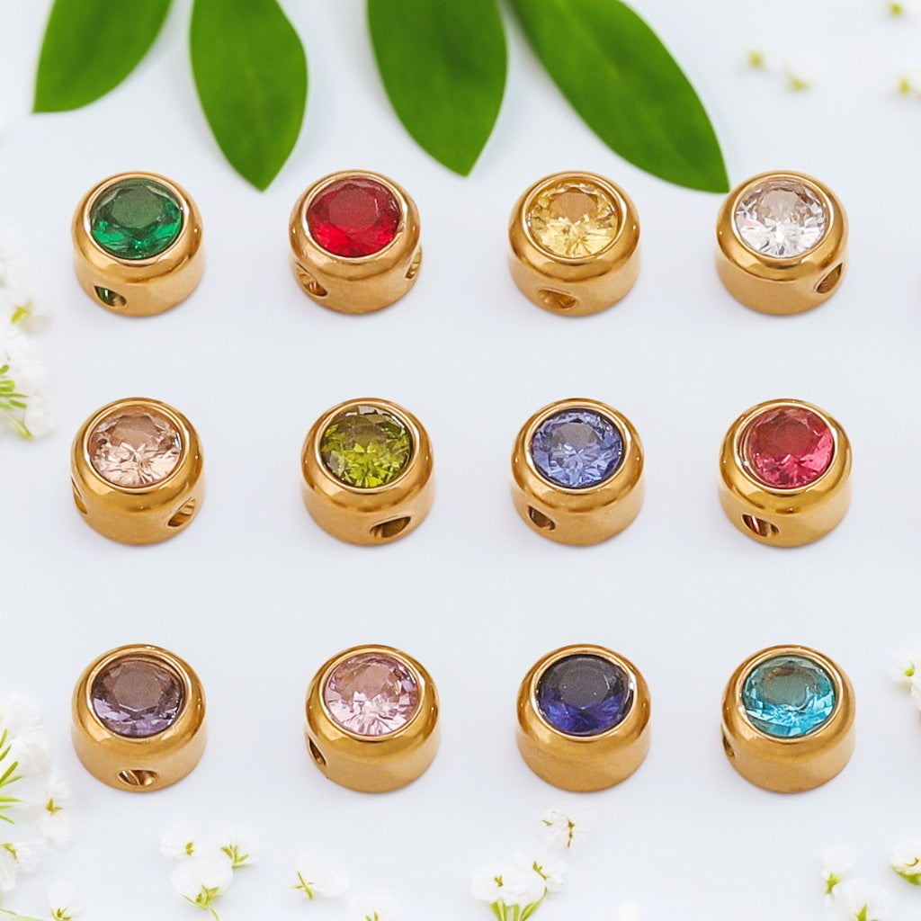 Colorful Rhinestone Stainless Steel Spacer Beads