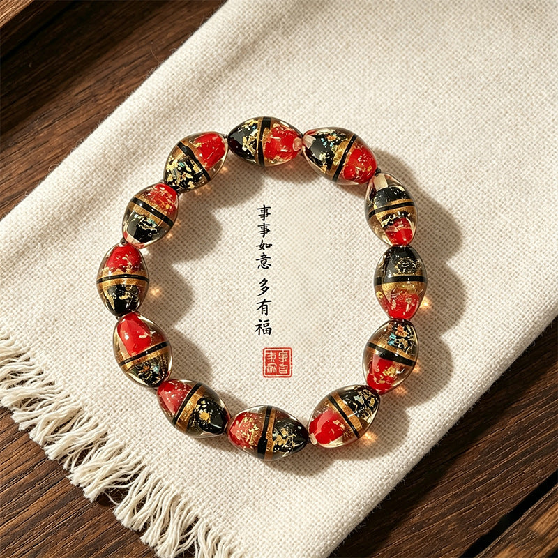 Two-Tone Waist Drum Glass Bracelets