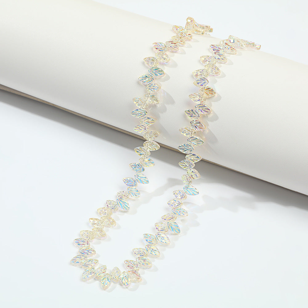 Colorful Iridescent Glass Leaf Beads – Shimmering Leaf-Shaped Beads for DIY Bracelets, Necklaces & Jewelry Making