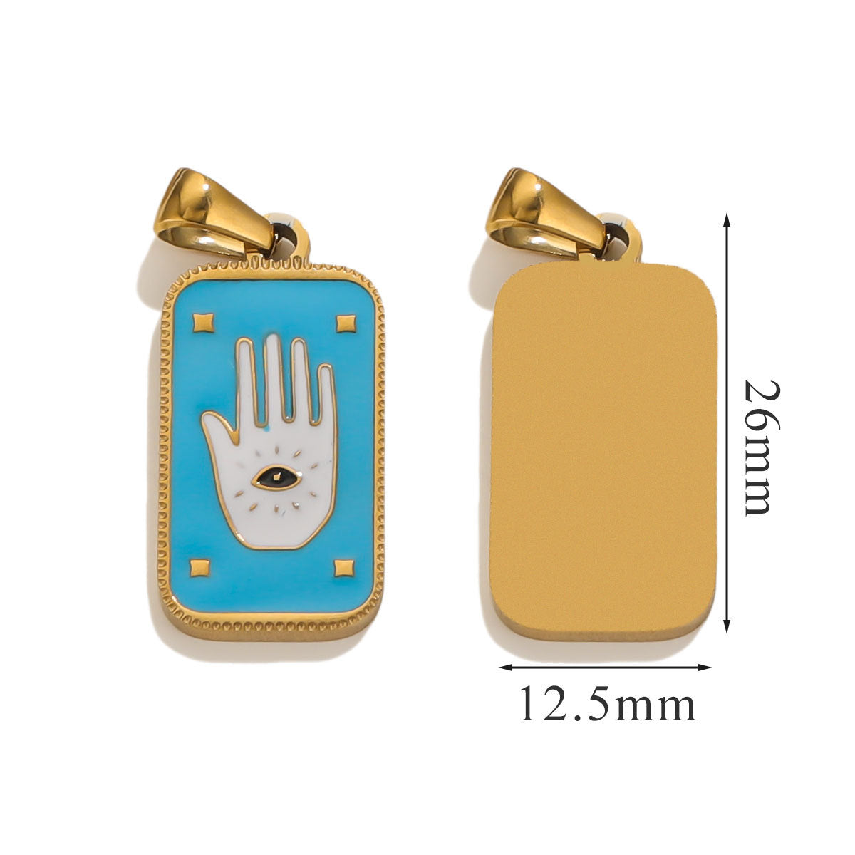 Stainless Steel Enamel Tarot Card Pendant Charms 5pcs