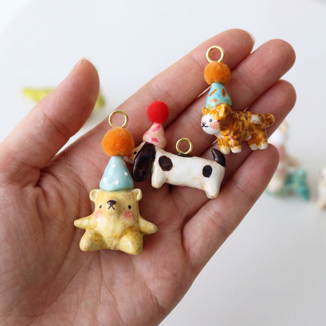 18K Gold-Plated Puppy Crystal Pendant Charms