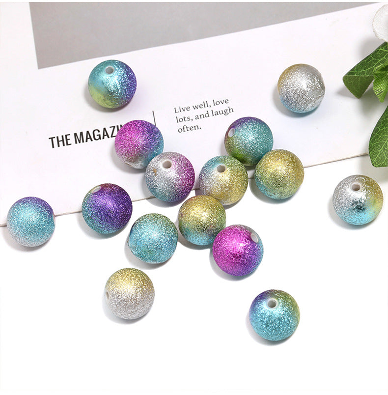 Gradient Textured Round Beads – Wrinkled Finish Straight-Hole Loose Beads for DIY Bracelets, Phone Charms, Keychains & Jewelry Making