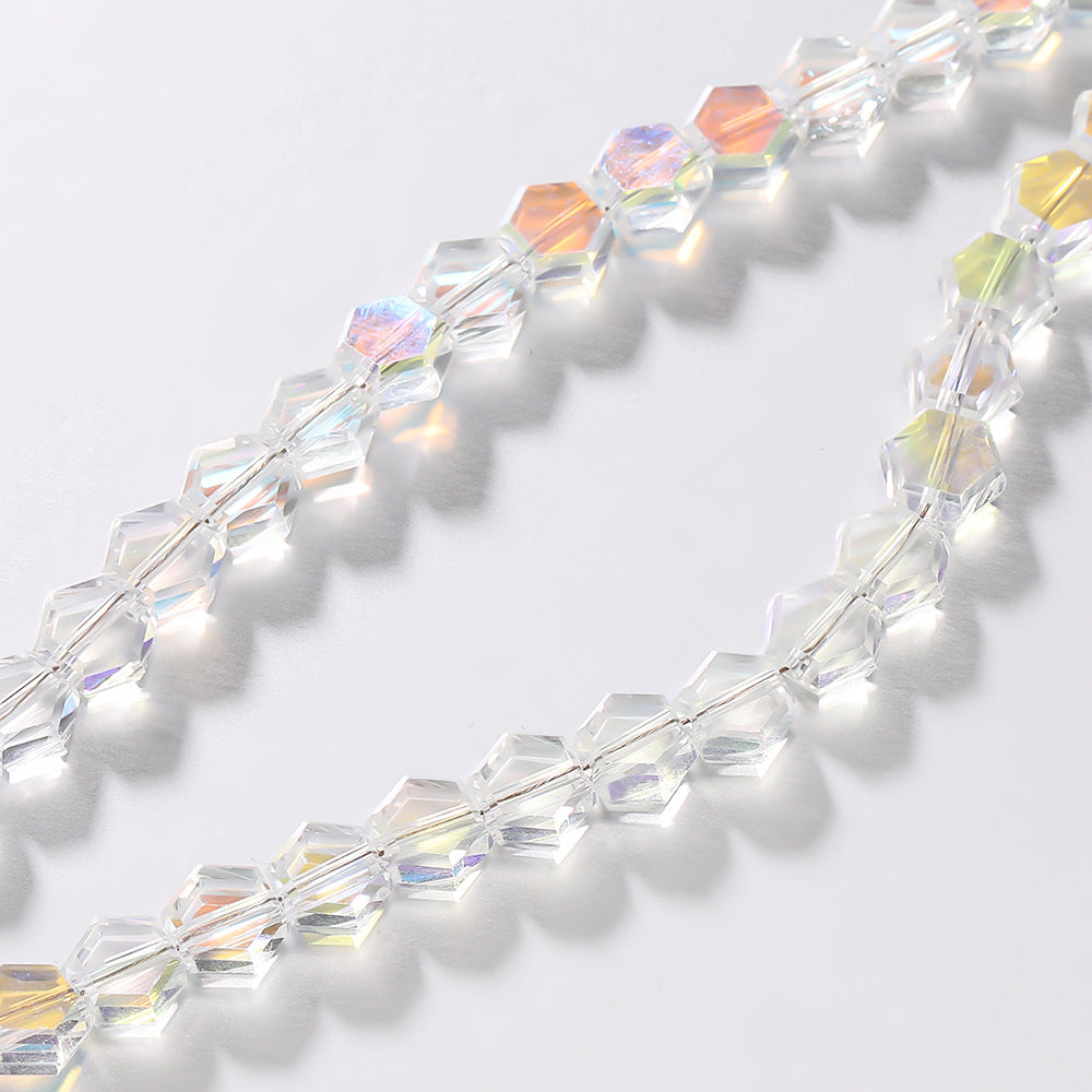 8mm Colorful Hexagonal Glazed Glass Beads – Faceted Geometric Beads for DIY Bracelets, Necklaces & Jewelry Making