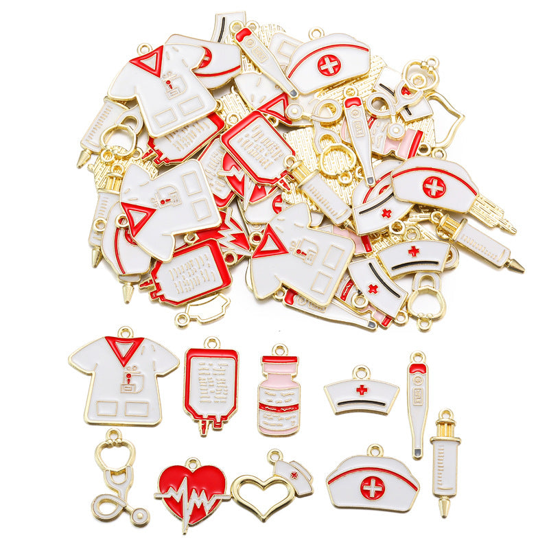 Nurse Hat & Medical Tool Alloy Charms – Colorful Healthcare-Themed Pendants for DIY Bracelets, Keychains & Jewelry Making