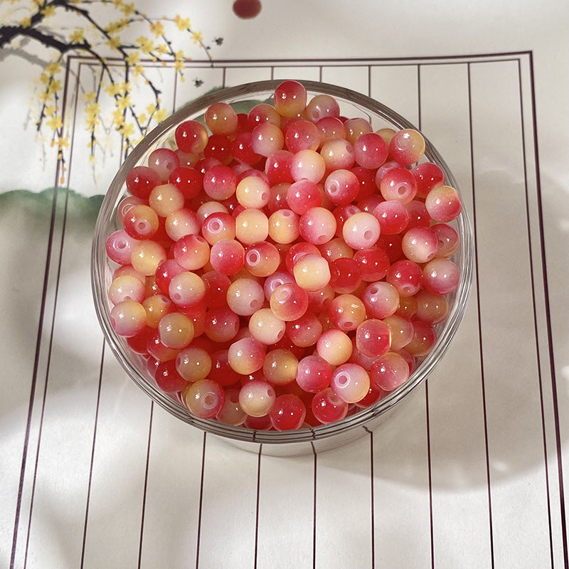 Natural Jade-Style Glass Round Beads