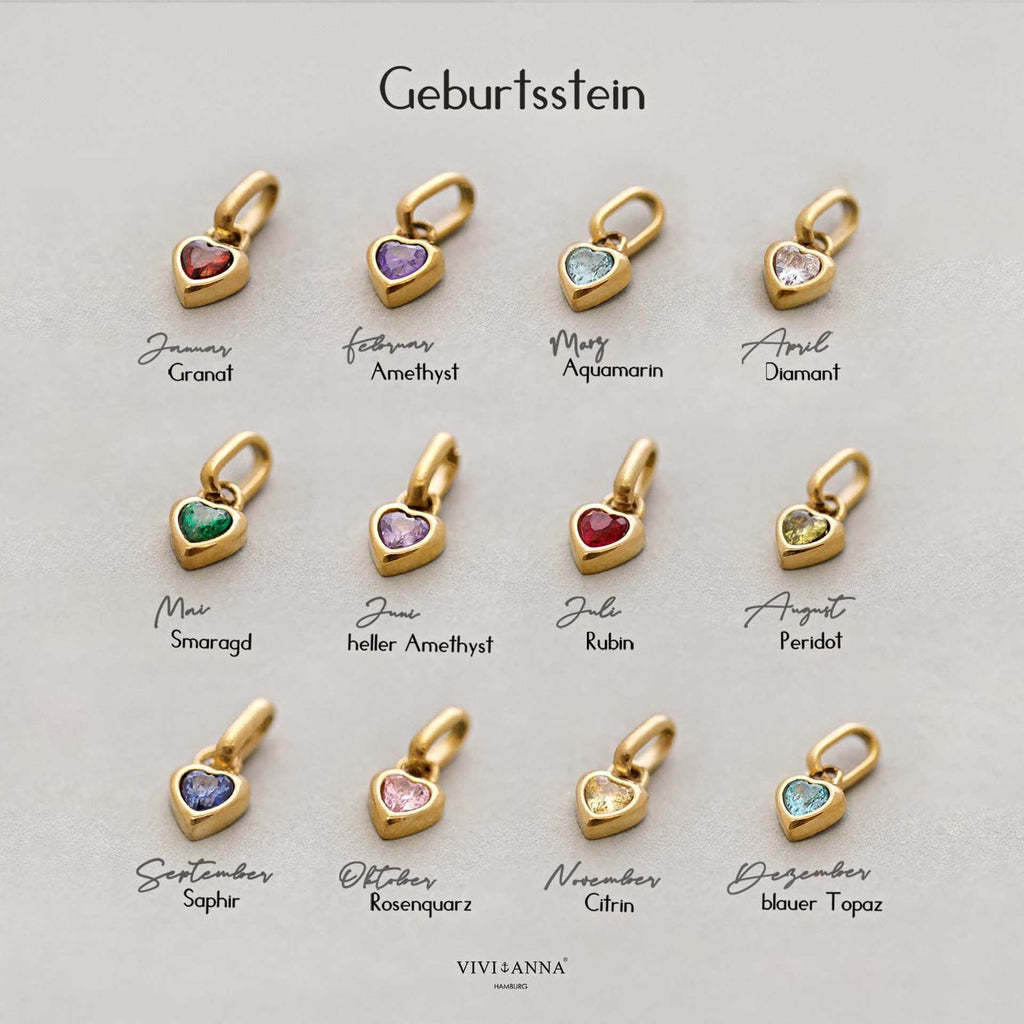 Heart Birthstone Charms