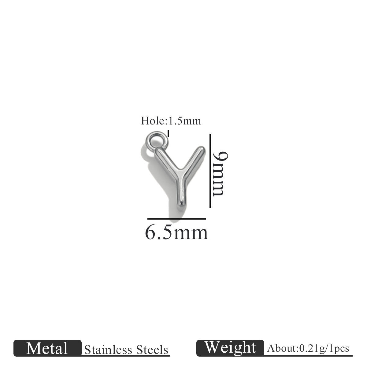 Mini A–Z Stainless Steel Round Letter Charms 10pcs
