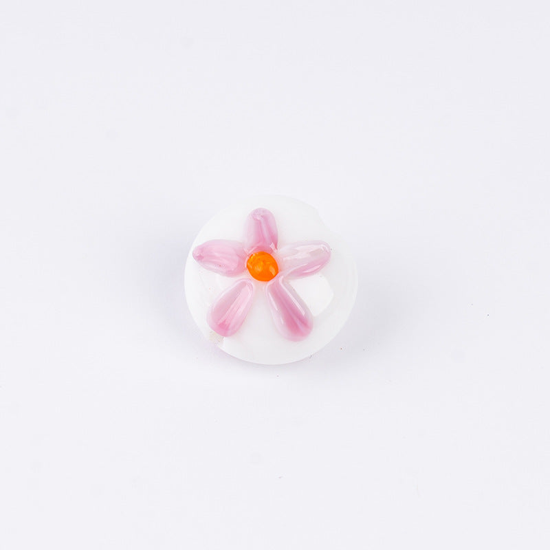 Double-Sided Mini Daisy Flat Glass Beads