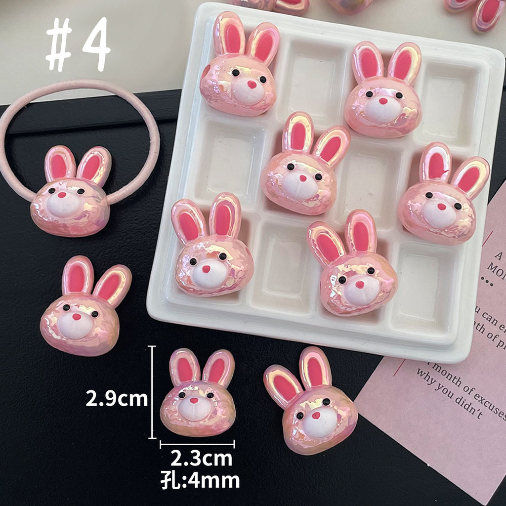 3D Cartoon Animal Acrylic Beads – UV-Finished Hand-Painted Style Straight-Hole Beads for DIY Phone Charms, Bracelets & Keychains