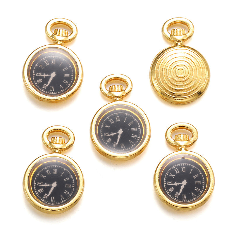 17×11mm Colorful Clock Charms – Korean-Style Zinc Alloy Enamel-Style Watch Pendants for DIY Bracelets, Necklaces & Jewelry Making