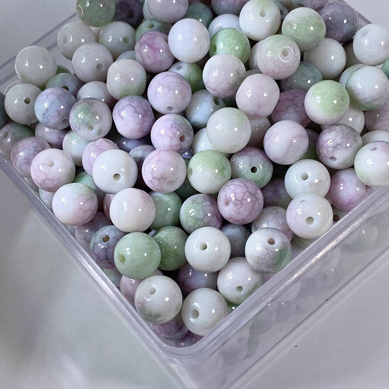 Glazed Porcelain Dragon Pattern Round Beads