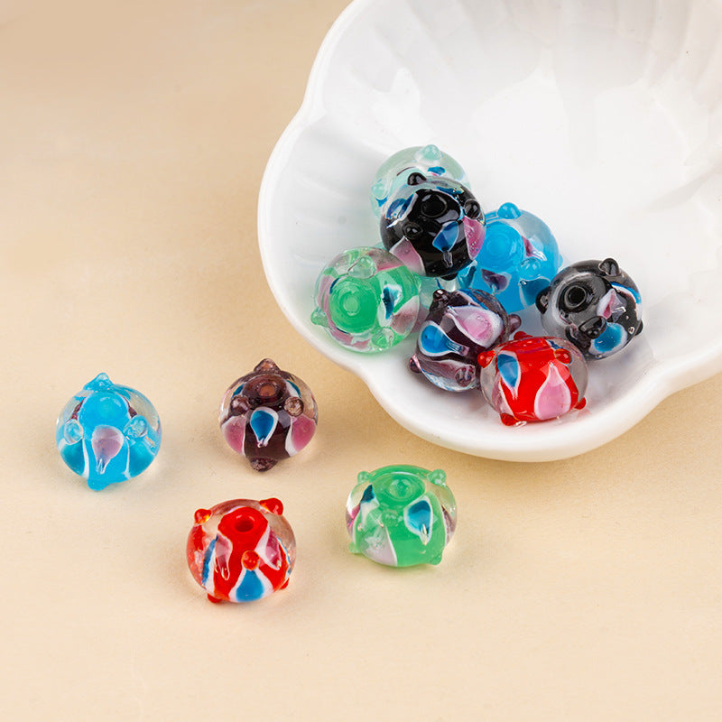 Handmade 3D Two-Tone Teardrop Lampwork Glass Beads