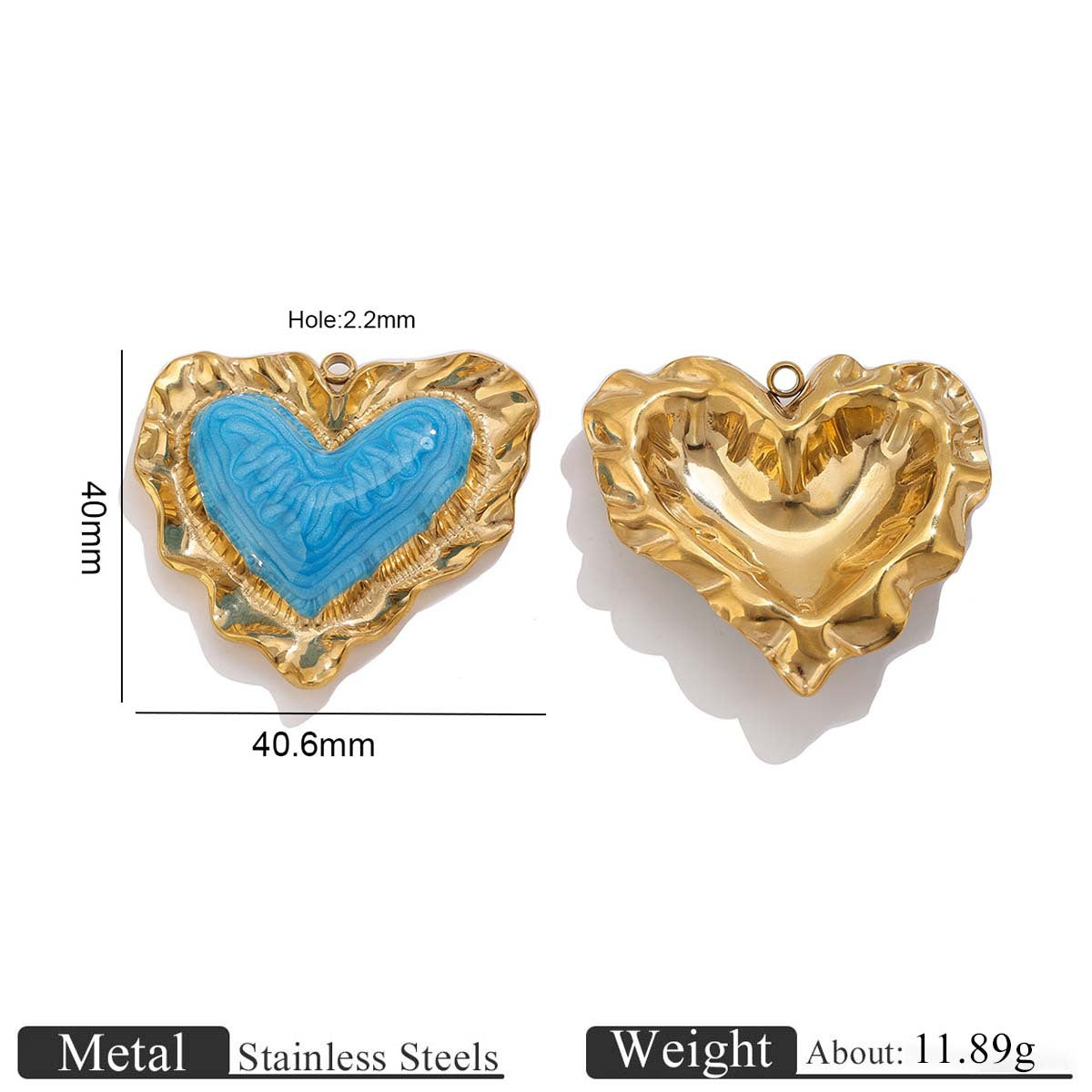 Retro Enamel Heart Stainless Steel Pendant Charms