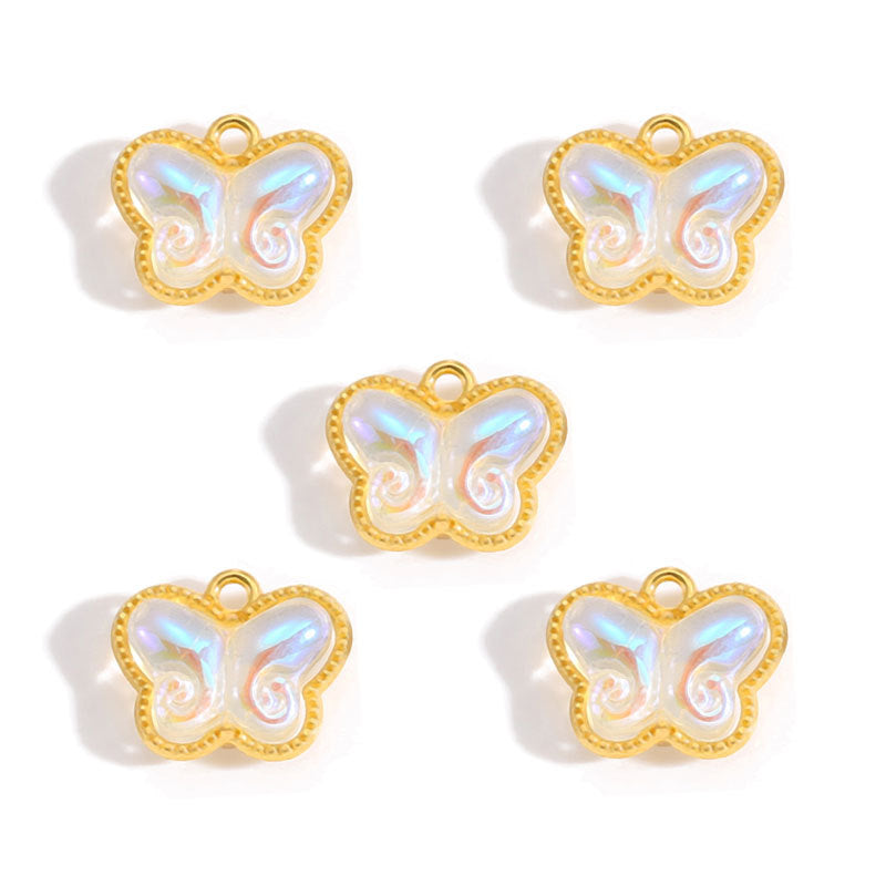 Pearl & Glass Butterfly Alloy Charms – Elegant Butterfly Pendants for DIY Bracelets, Earrings, Necklaces & Jewelry Making