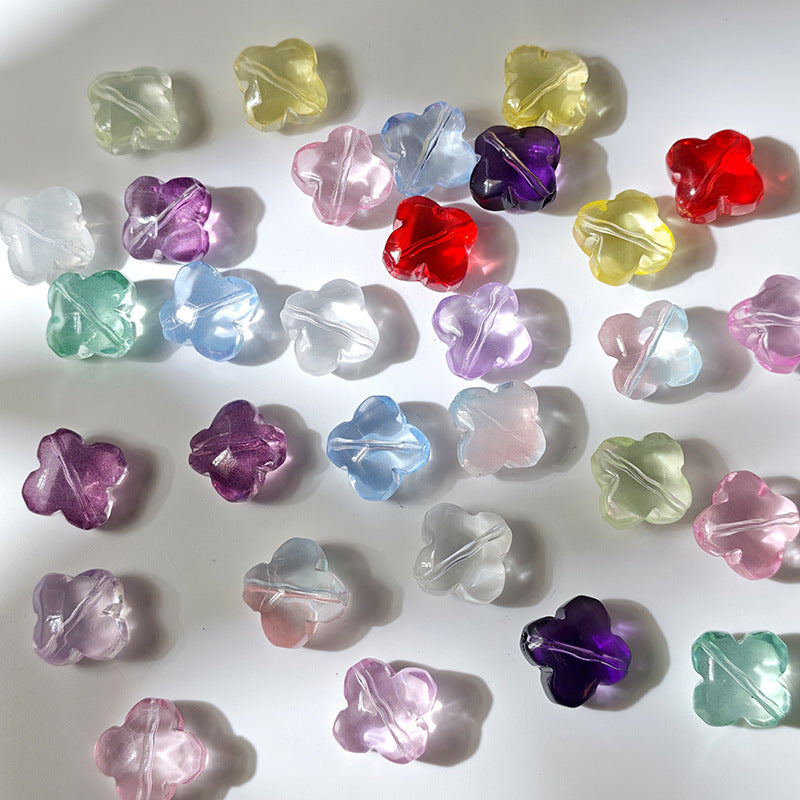 Assorted multicolor 10x13mm glazed crystal glass four-leaf clover beads