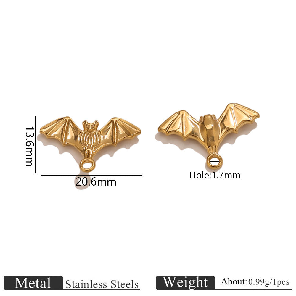 18K Gold-Plated Stainless Steel Animal Pendant Charms – Bat, Spider & Owl