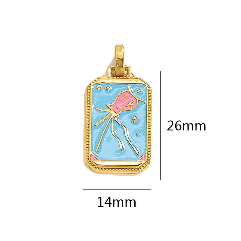 18K Gold-Tone Enamel Tarot Card Charms