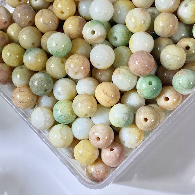 Glazed Porcelain Dragon Pattern Round Beads