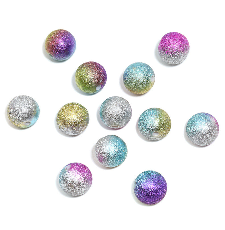 Gradient Textured Round Beads – Wrinkled Finish Straight-Hole Loose Beads for DIY Bracelets, Phone Charms, Keychains & Jewelry Making