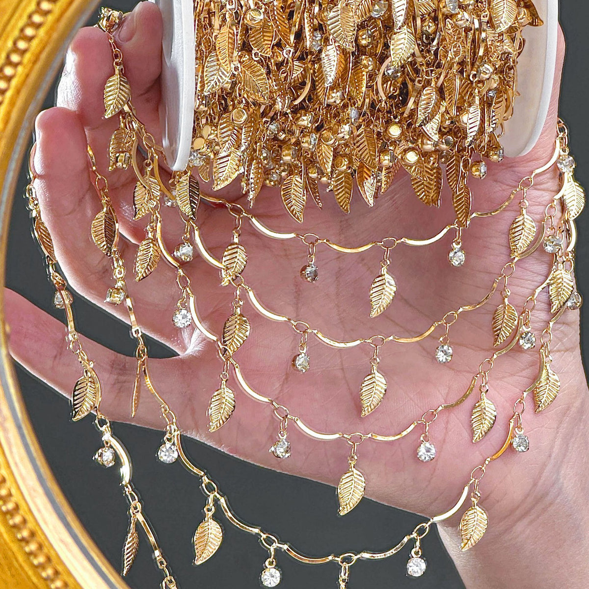 Leaf Rhinestone Decorative Chain – 10 Meters