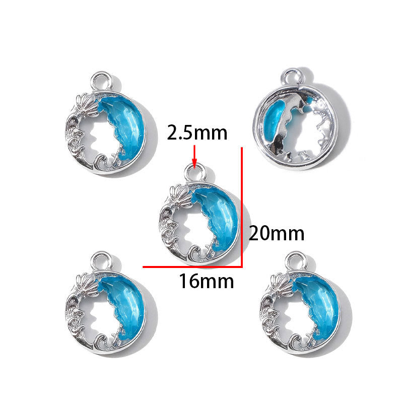 Blue Glass Inlay Jellyfish Charms – Ocean-Inspired Alloy Jellyfish Pendants for DIY Bracelets, Necklaces & Jewelry Making
