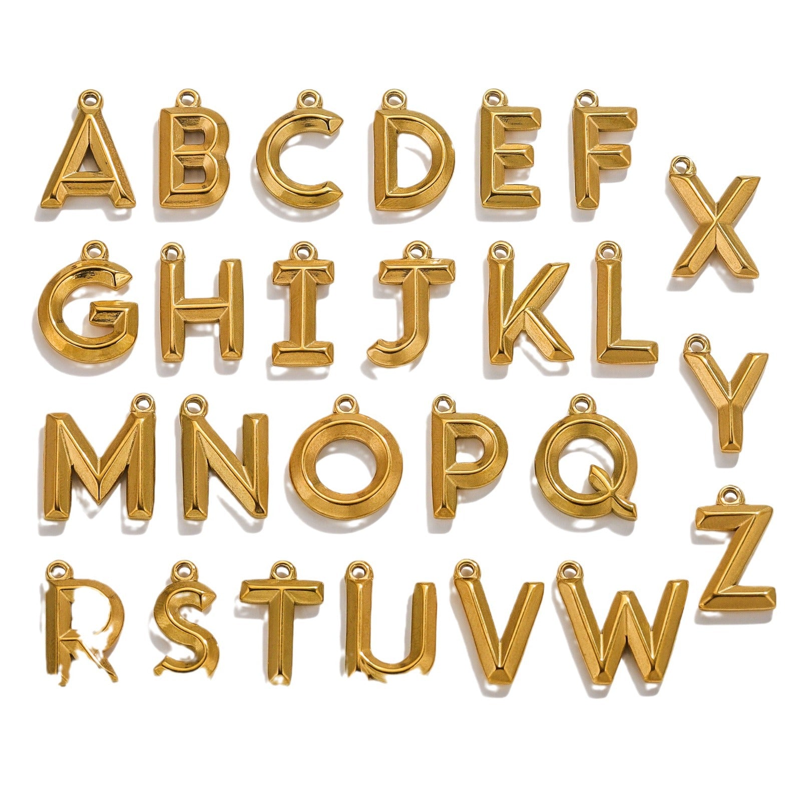 18K Gold-Plated Stainless Steel A–Z Letter Pendant Charms 5pcs