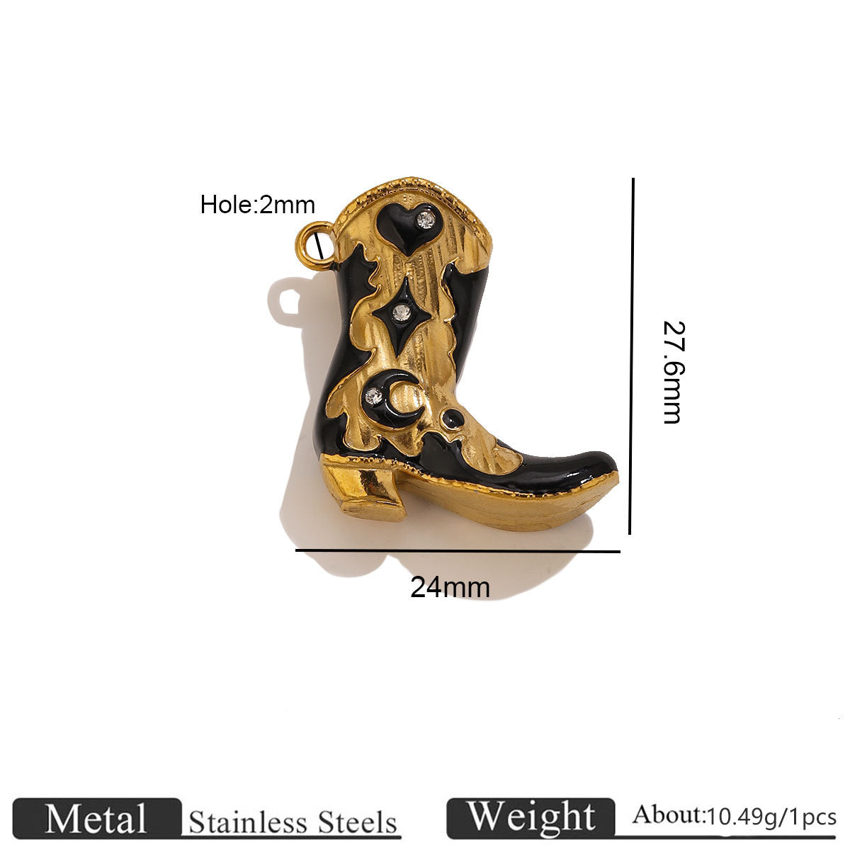 Western Cowboy Boot Stainless Steel Pendant Charms