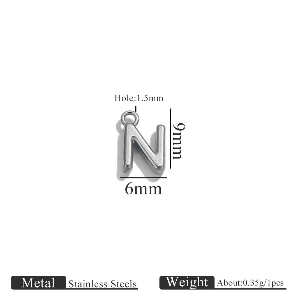Mini A–Z Stainless Steel Round Letter Charms 10pcs