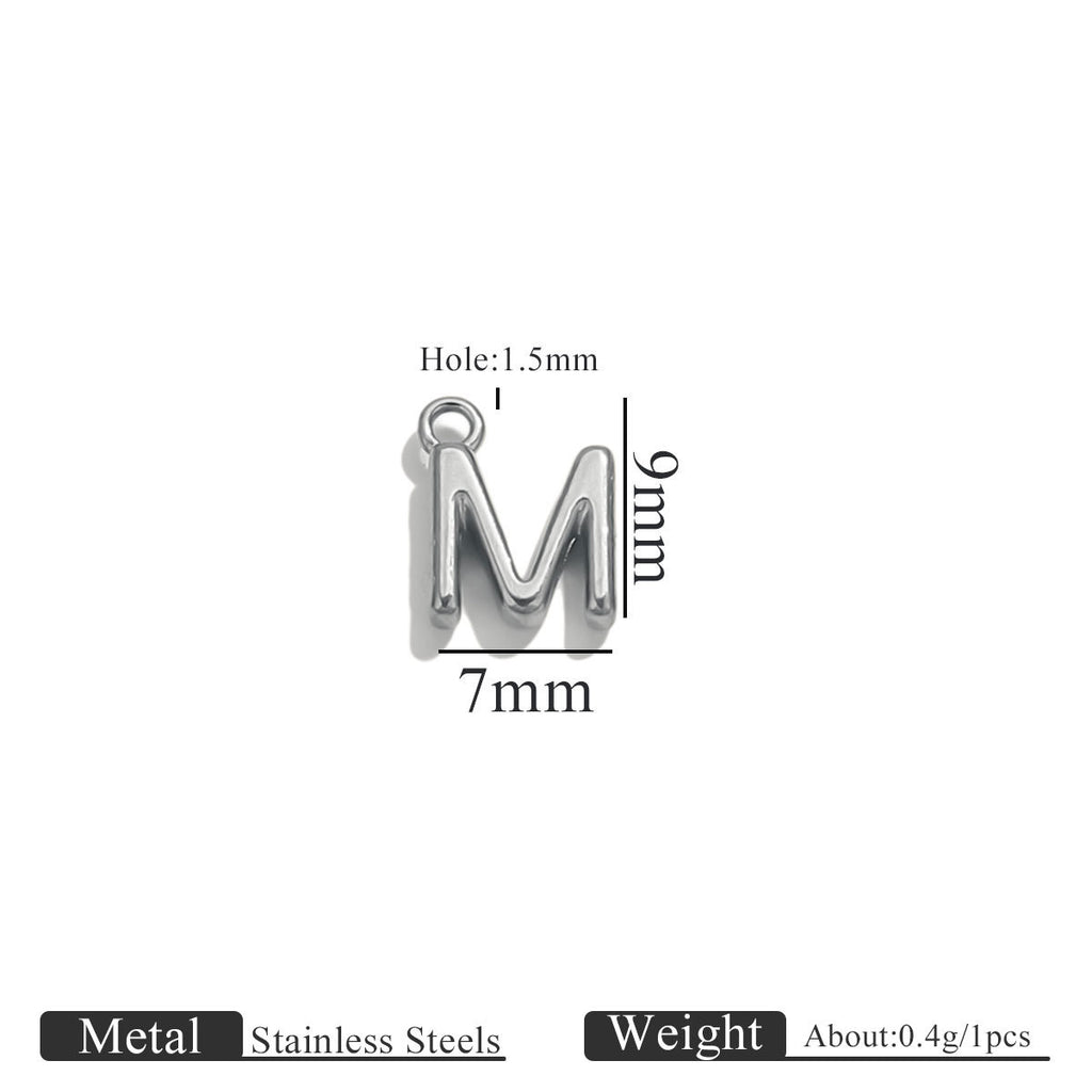 Mini A–Z Stainless Steel Round Letter Charms 10pcs