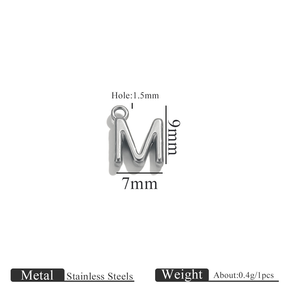 Mini A–Z Stainless Steel Round Letter Charms 10pcs